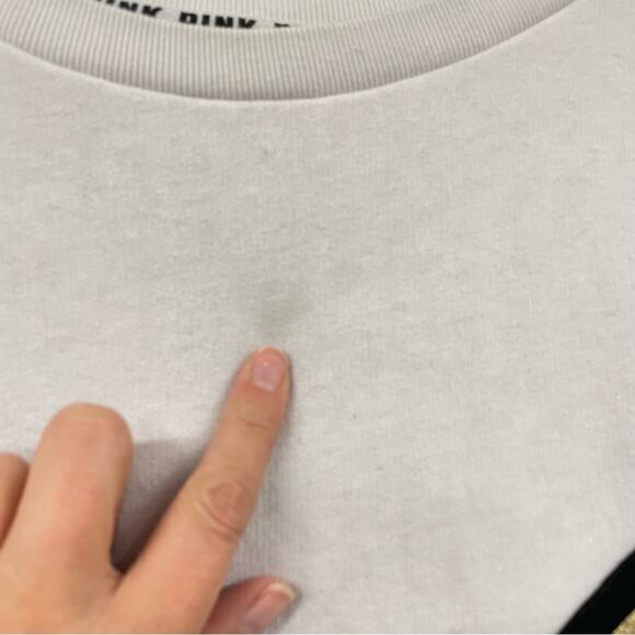 Pink Victoria Secret Grey White Colorblock Women Pullover Sweatshirt Oversized L - Picture 2 of 9